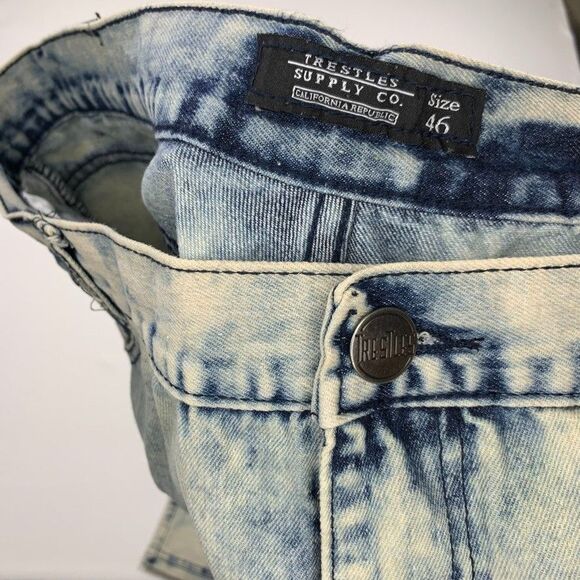 Trestles Supply Co Jeans Mens 46 Acid Wash Denim Distressed Straight Leg Moto - Picture 6 of 12